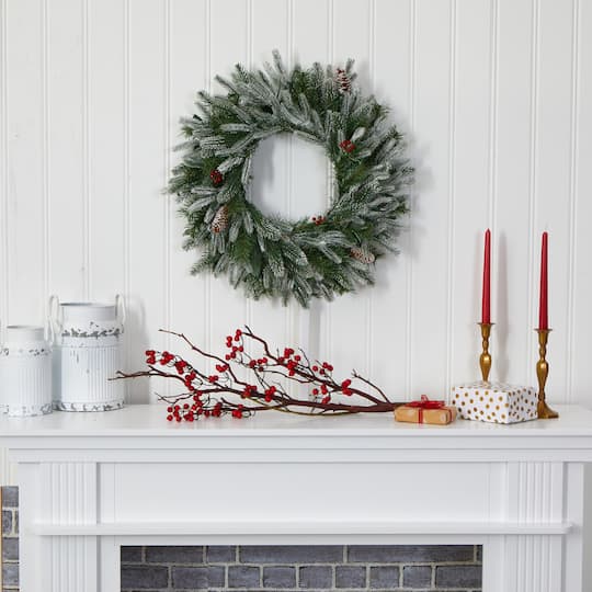 24" LED Snowed Pinecone Christmas Wreath